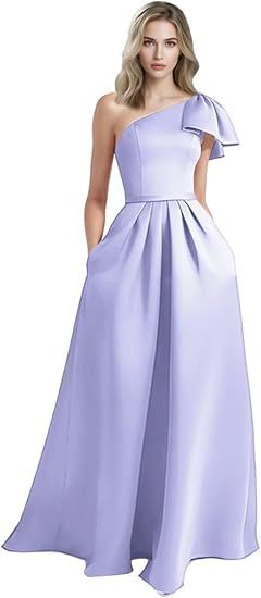 Unique Bow Accented One-Shoulder Ruched Evening Dress