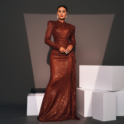 Sequin Split Long Sleeves Cocktail Dress
