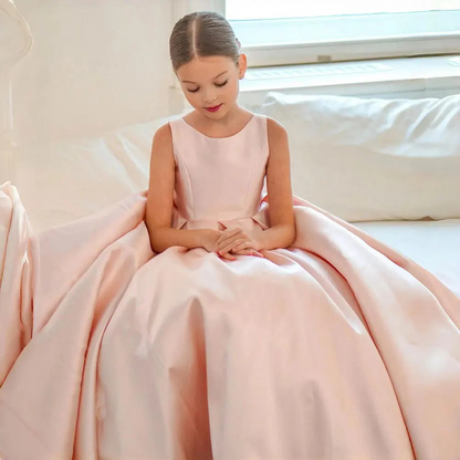 A-Line Scoop Neck Sleeveless Kids Wedding Dress With Bow