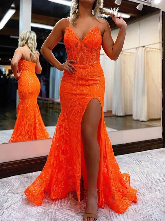 Sparkly Sequin V-neck Mermaid Prom Dress