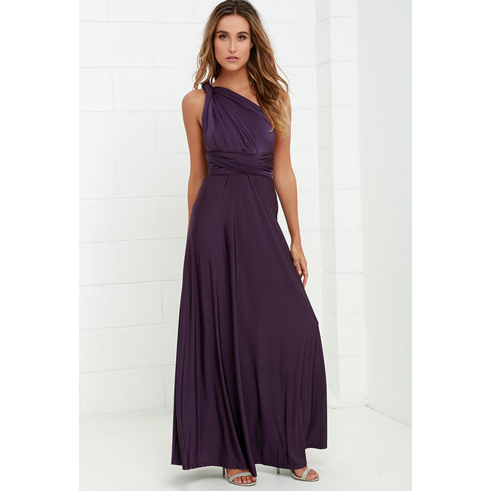 Sleeveless V Neck Backless Bridesmaid Dress