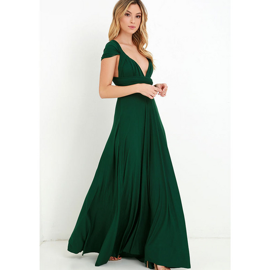 Sleeveless V Neck Backless Bridesmaid Dress