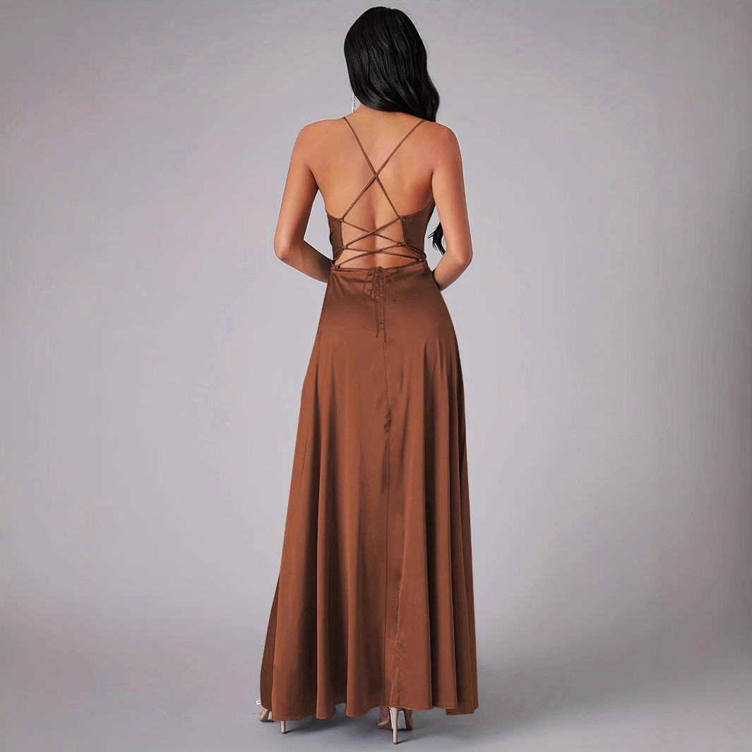 A-line Cowl Neck Ankle-length Ruffles Bridesmaid Dress