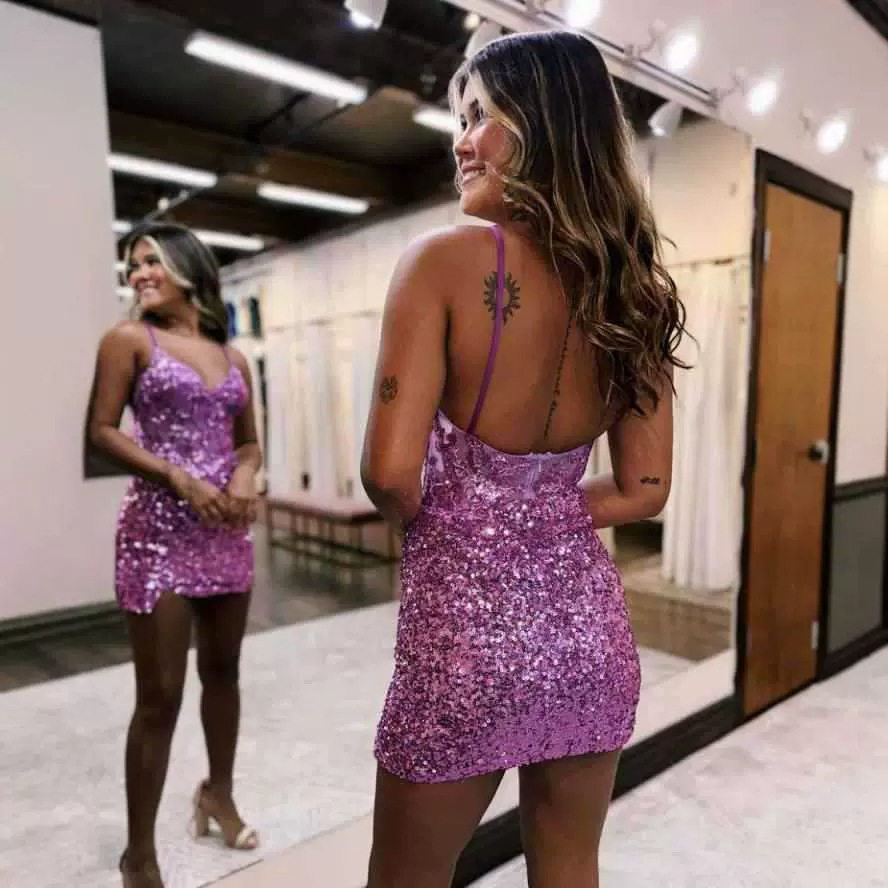 Bodycon Sequin Appliques Homecoming Dress