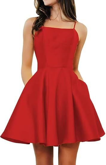 Skater Satin Square Neck Homecoming Dress