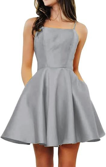 Skater Satin Square Neck Homecoming Dress