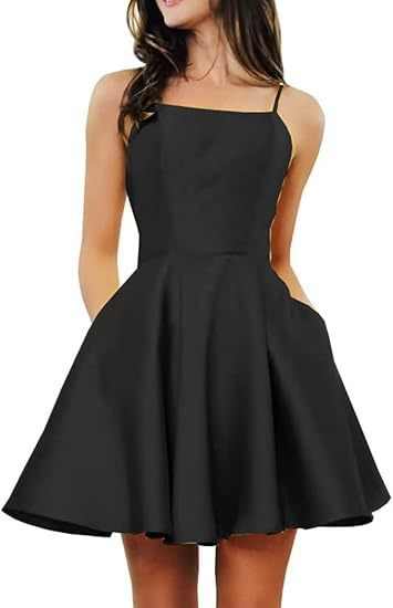 Skater Satin Square Neck Homecoming Dress