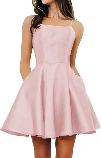 Skater Satin Square Neck Homecoming Dress