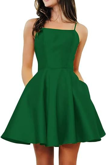 Skater Satin Square Neck Homecoming Dress
