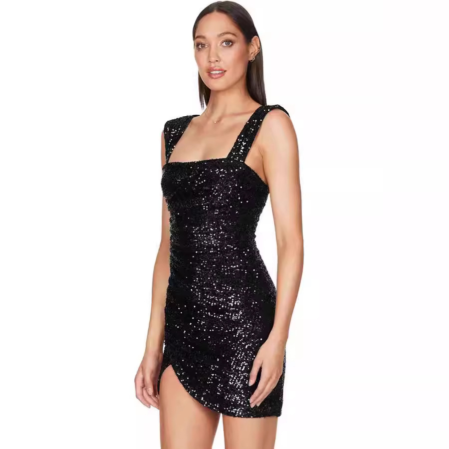 Sparkly Bodycon Sequin Square Neck Homecoming Dress