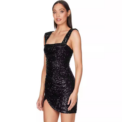 Sparkly Bodycon Sequin Square Neck Homecoming Dress
