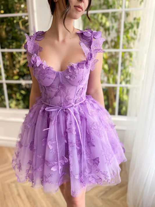 Corset Skater Tulle Butterfly Homecoming Dress