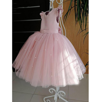 Ball-Gown Scoop Neck Satin Flower Girl Dress With Bow