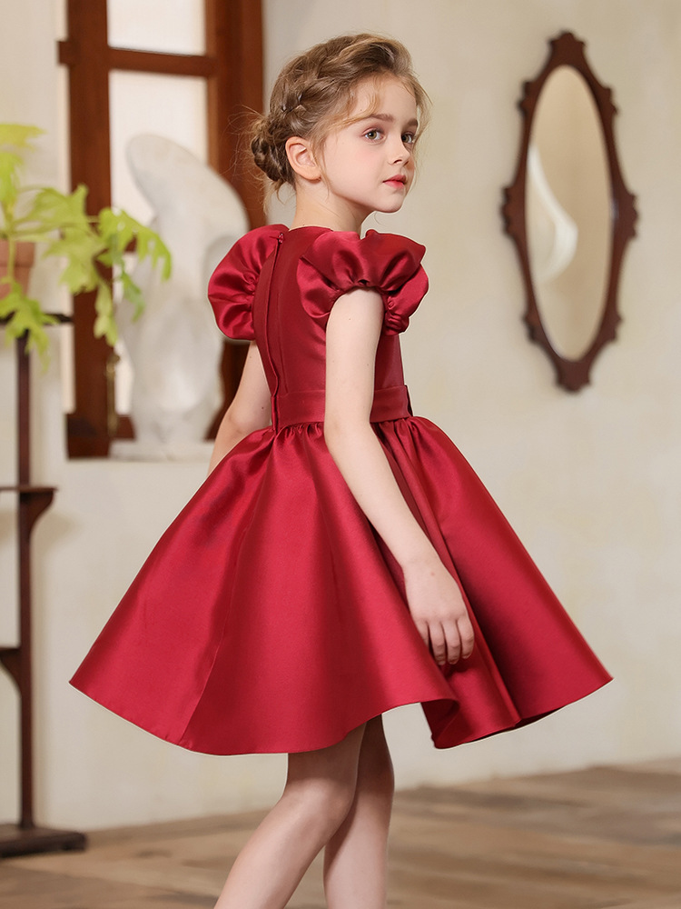 A-Line Square Neck Sleeveless Knee-Length Satin Flower Girl Dress