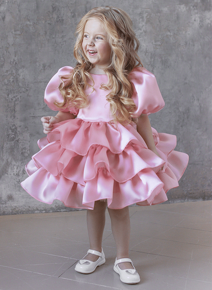 Ball-Gown Scoop Neck Short Sleeves Knee-Length Flower Girl Dress