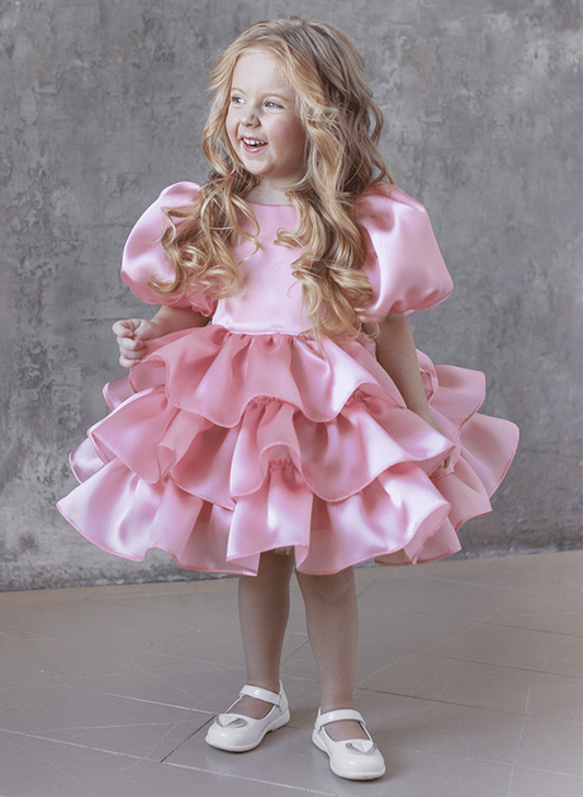 Ball-Gown Scoop Neck Short Sleeves Knee-Length Flower Girl Dress