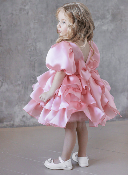 Ball-Gown Scoop Neck Short Sleeves Knee-Length Flower Girl Dress
