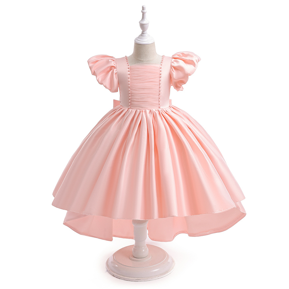 A-Line Short Sleeves Asymmetrical Flower Girl Dress