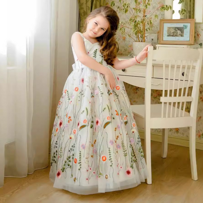 A-Line Scoop Neck Sleeveless Tulle Flower Girl Dress With Bow