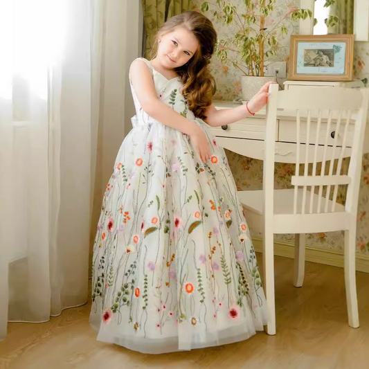 A-Line Scoop Neck Sleeveless Tulle Flower Girl Dress With Bow