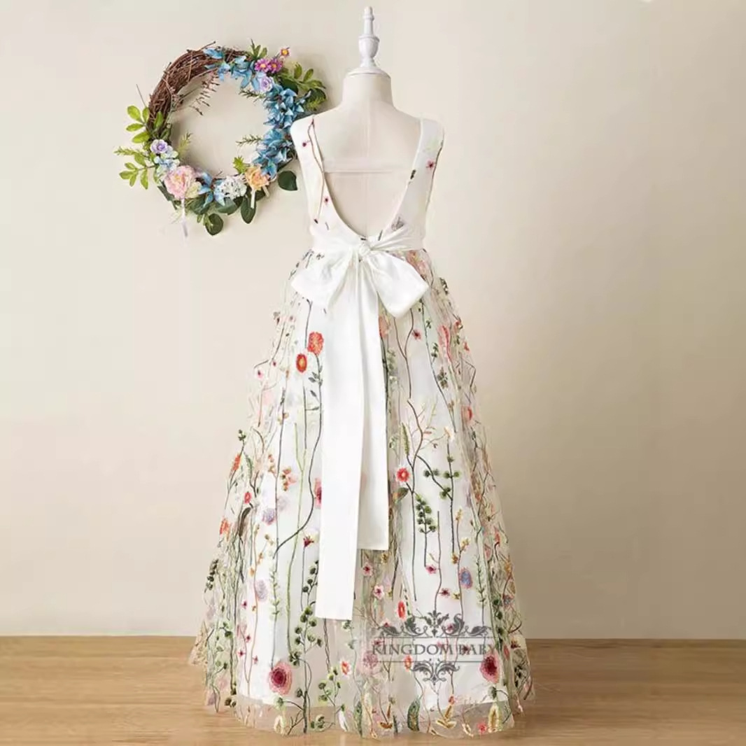 A-Line Scoop Neck Sleeveless Tulle Flower Girl Dress With Bow