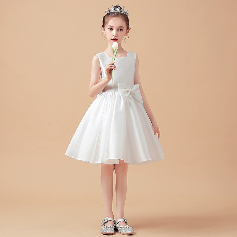 A-line Scoop Neck Tea-Length Flower Girl Dress