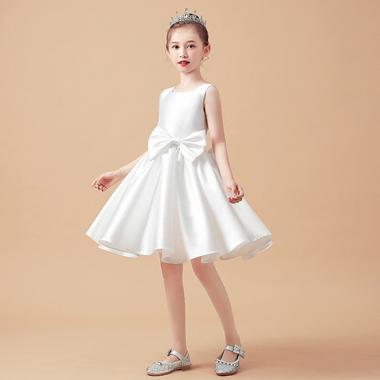A-line Scoop Neck Tea-Length Flower Girl Dress