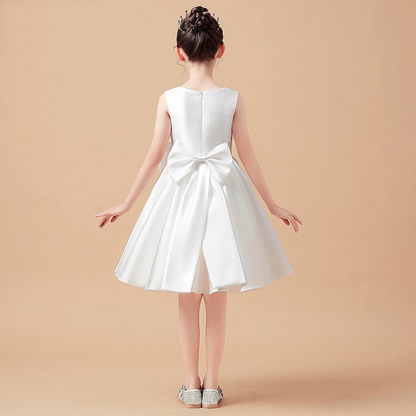 A-line Scoop Neck Tea-Length Flower Girl Dress