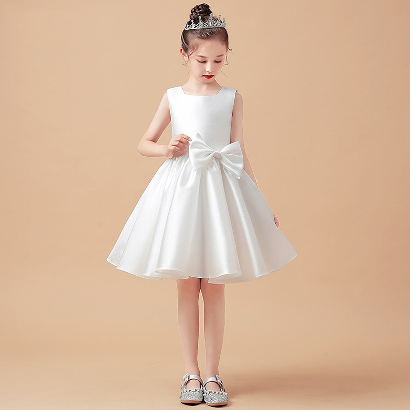 A-line Scoop Neck Tea-Length Flower Girl Dress