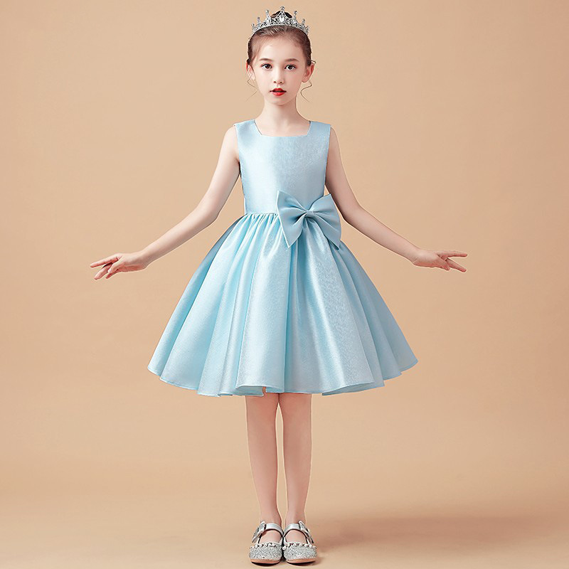 A-line Scoop Neck Tea-Length Flower Girl Dress