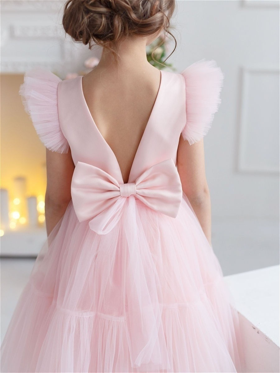 A-Line Scoop Neck Sleeveless Tulle Flower Girl Dress With Bow