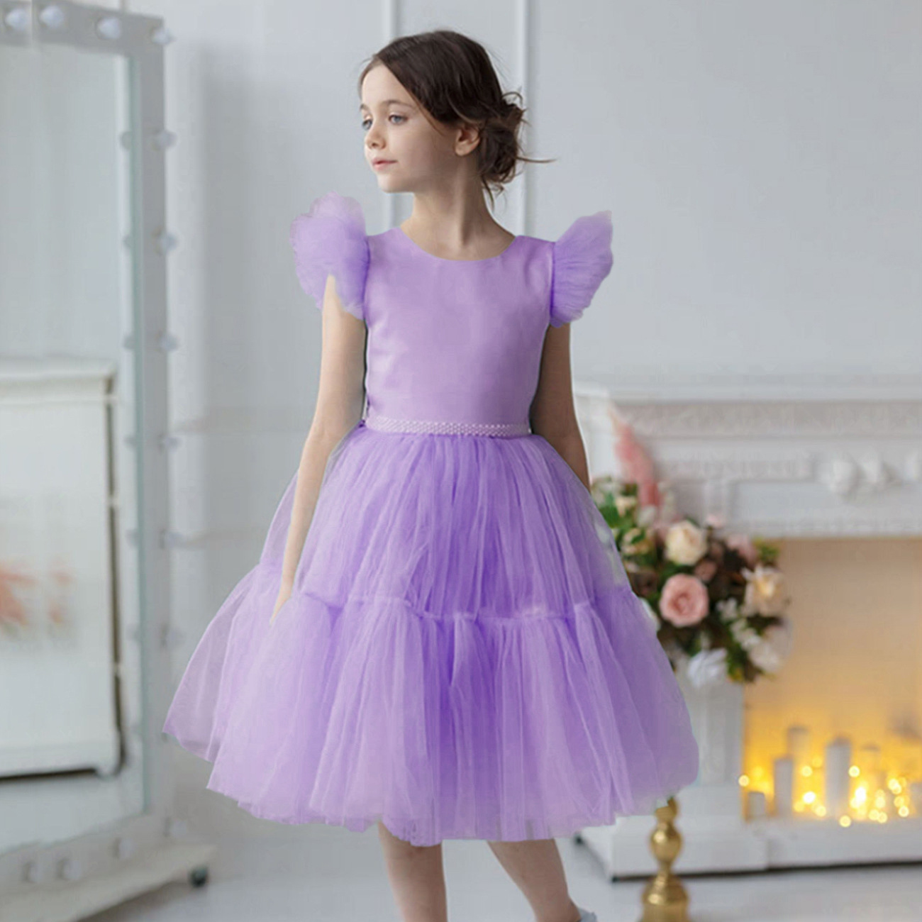 A-Line Scoop Neck Sleeveless Tulle Flower Girl Dress With Bow