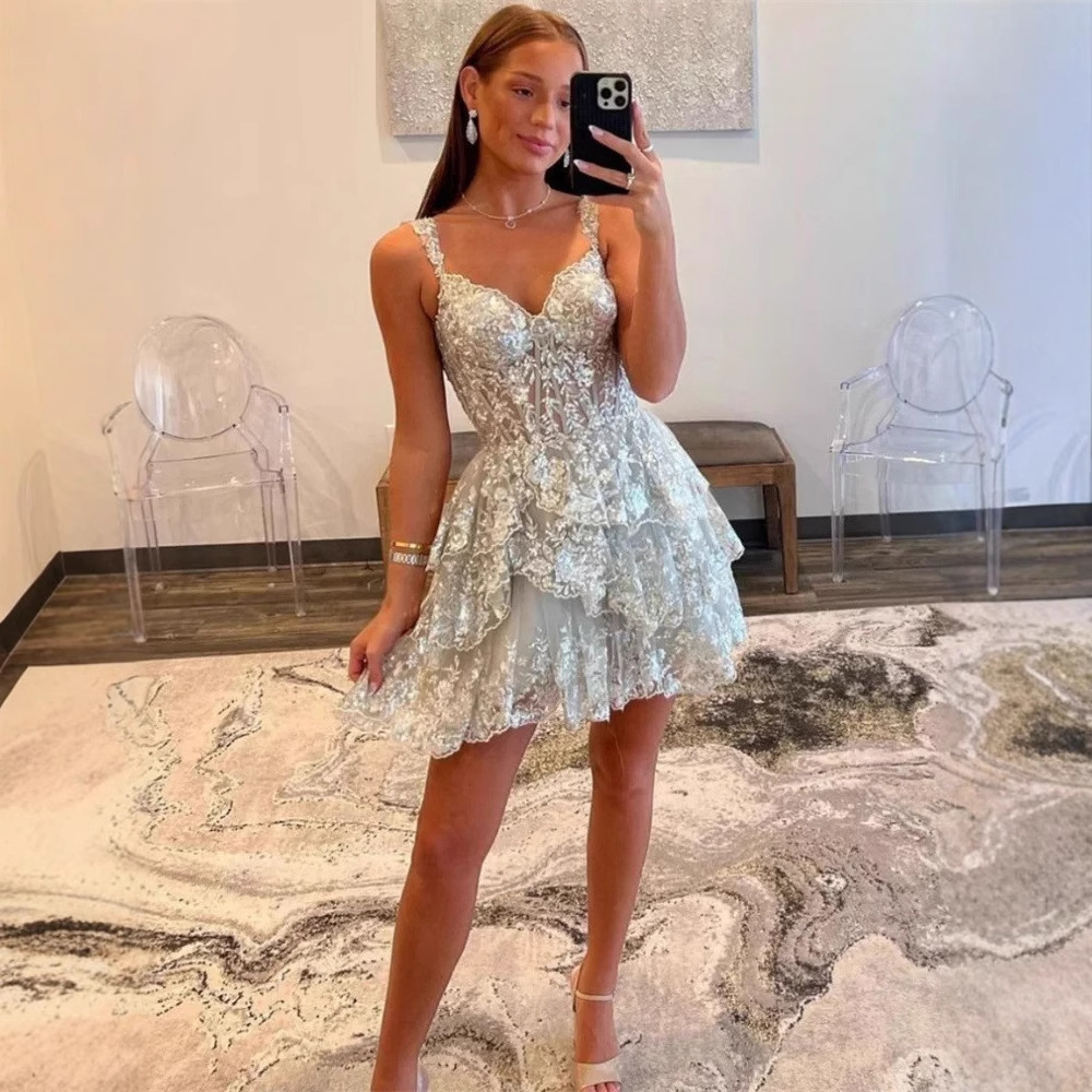 Corset Skater Tiered Homecoming Dress