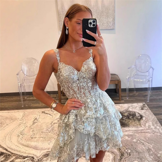 Corset Skater Tiered Homecoming Dress