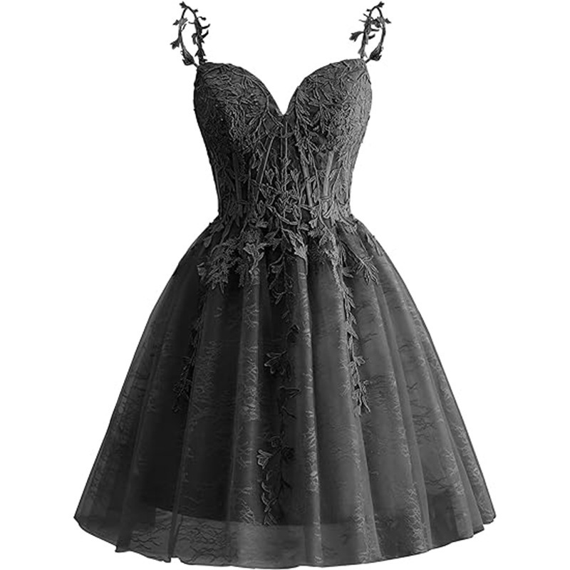 Corset Skater Tulle Appliques Homecoming Dress