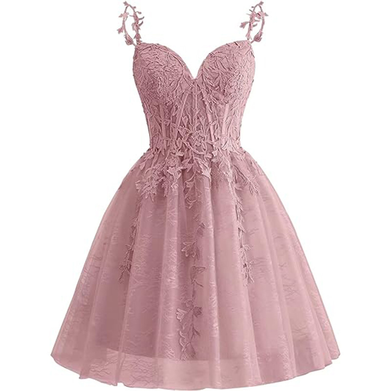 Corset Skater Tulle Appliques Homecoming Dress