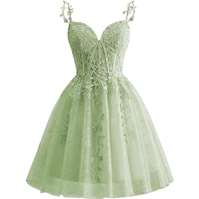 Corset Skater Tulle Appliques Homecoming Dress