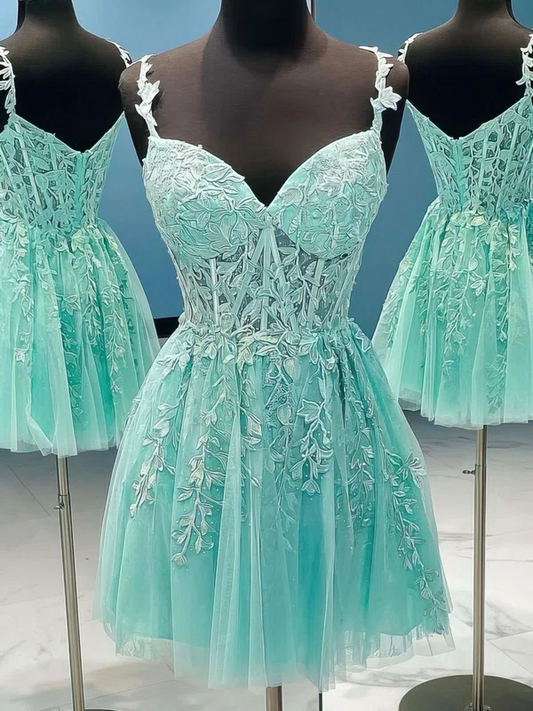 Corset Skater Tulle Appliques Homecoming Dress