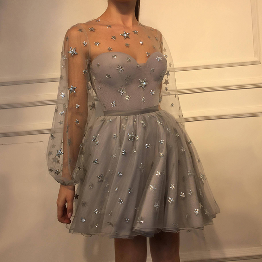 Corset Skater Tulle High Neck Homecoming Dress