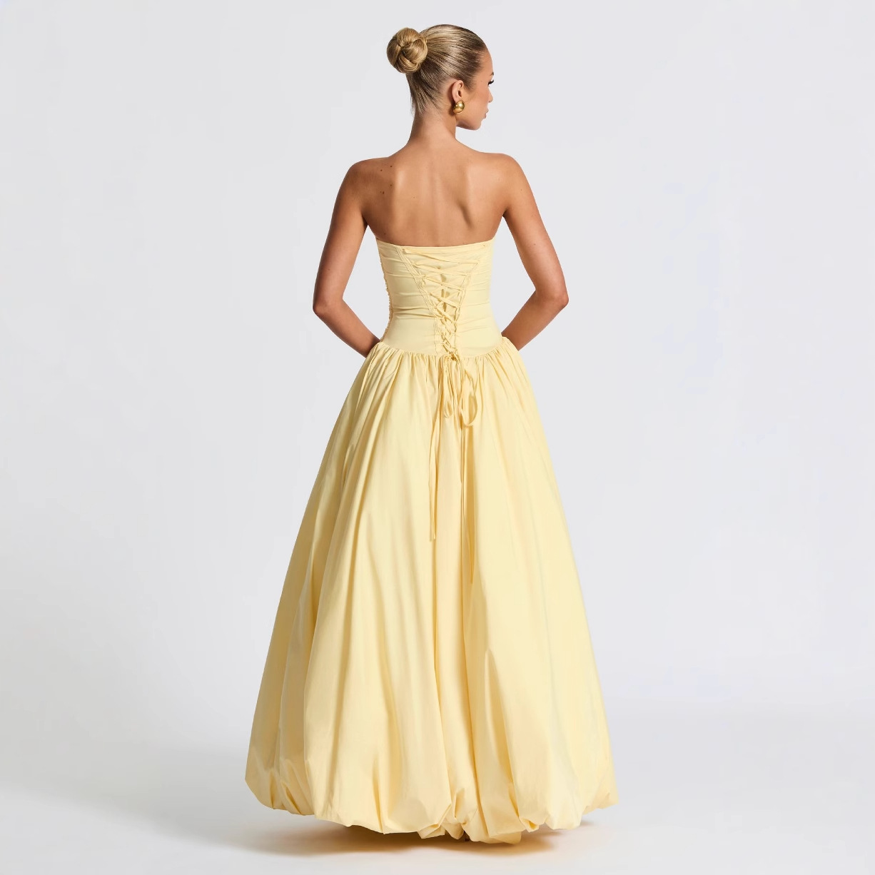Ruched Strapless Sleeveless A-Line Asymmetrical Length Prom Dress