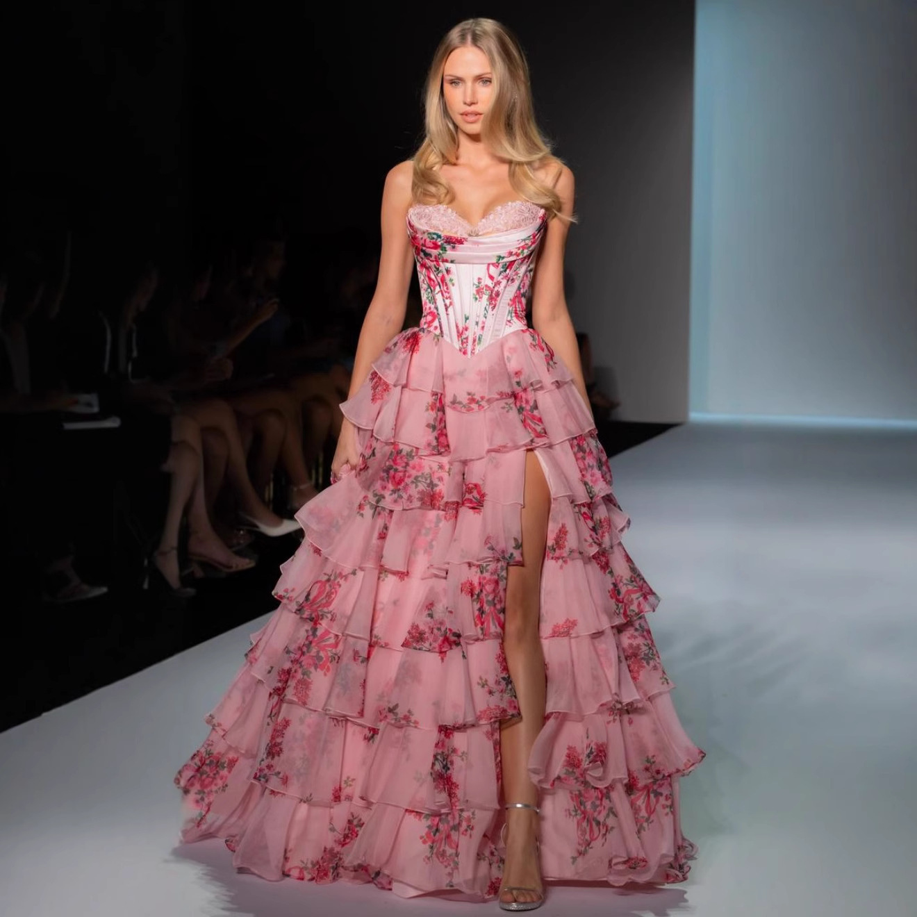 Dreamy Sweetheart Corset A-Line High Split Sweep Train Prom Dress