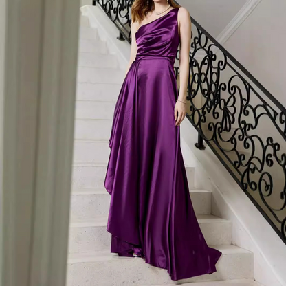 A-Line High Split Sweep Train Prom Dress