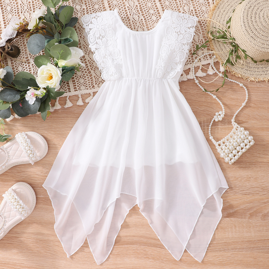 A-Line Scoop Neck Sleeveless Lace Flower Girl Dress