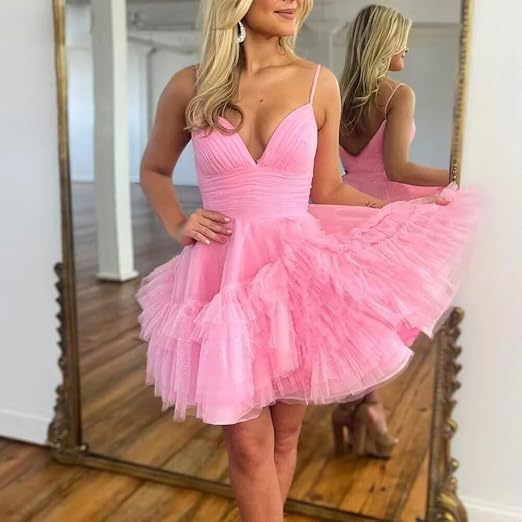 Skater Tiered Ruffle Homecoming Dress