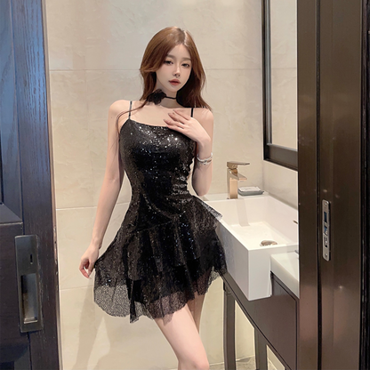 Sparkly Bodycon Sequin Sweetheart Ruffle Homecoming Dress