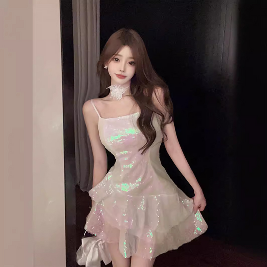 Sparkly Bodycon Sequin Sweetheart Ruffle Homecoming Dress