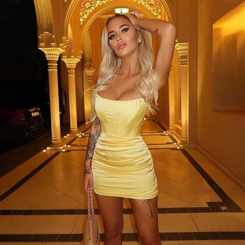 Corset Tight Satin Straight Ruched Homecoming Dress