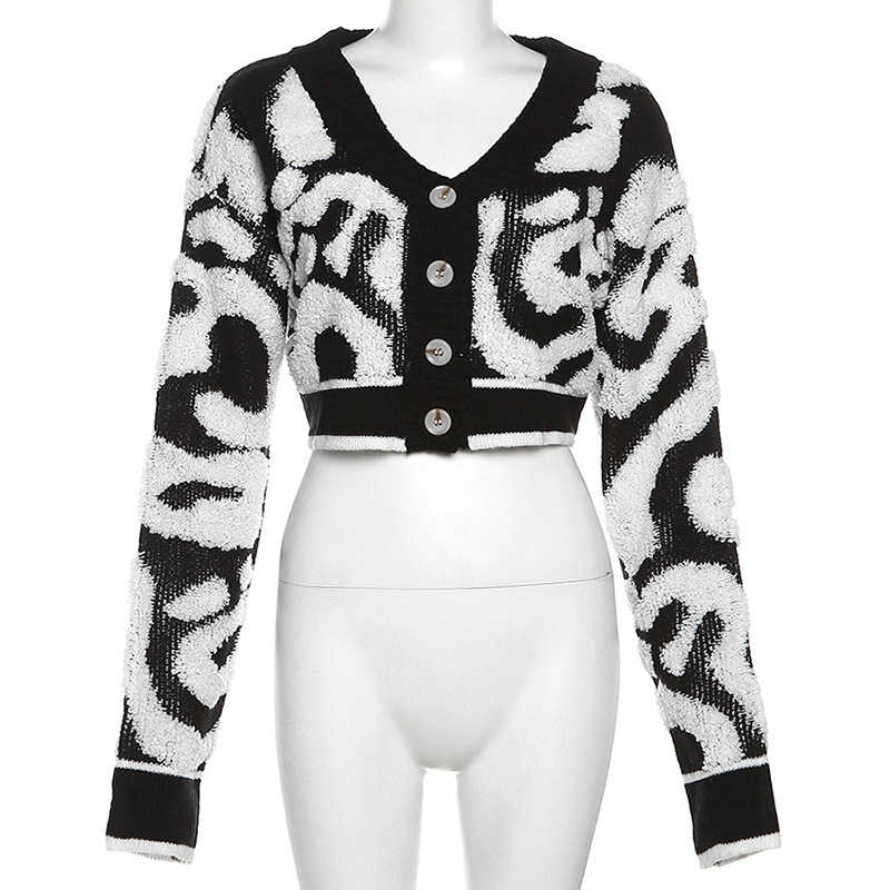 Colorblock V-neck Knit Button Up Cardigan
