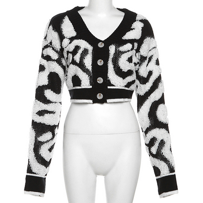 Colorblock V-neck Knit Button Up Cardigan