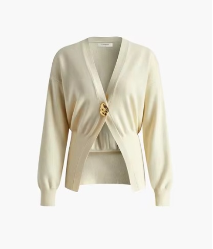 Contrast Knit Metallic Button Cardigan